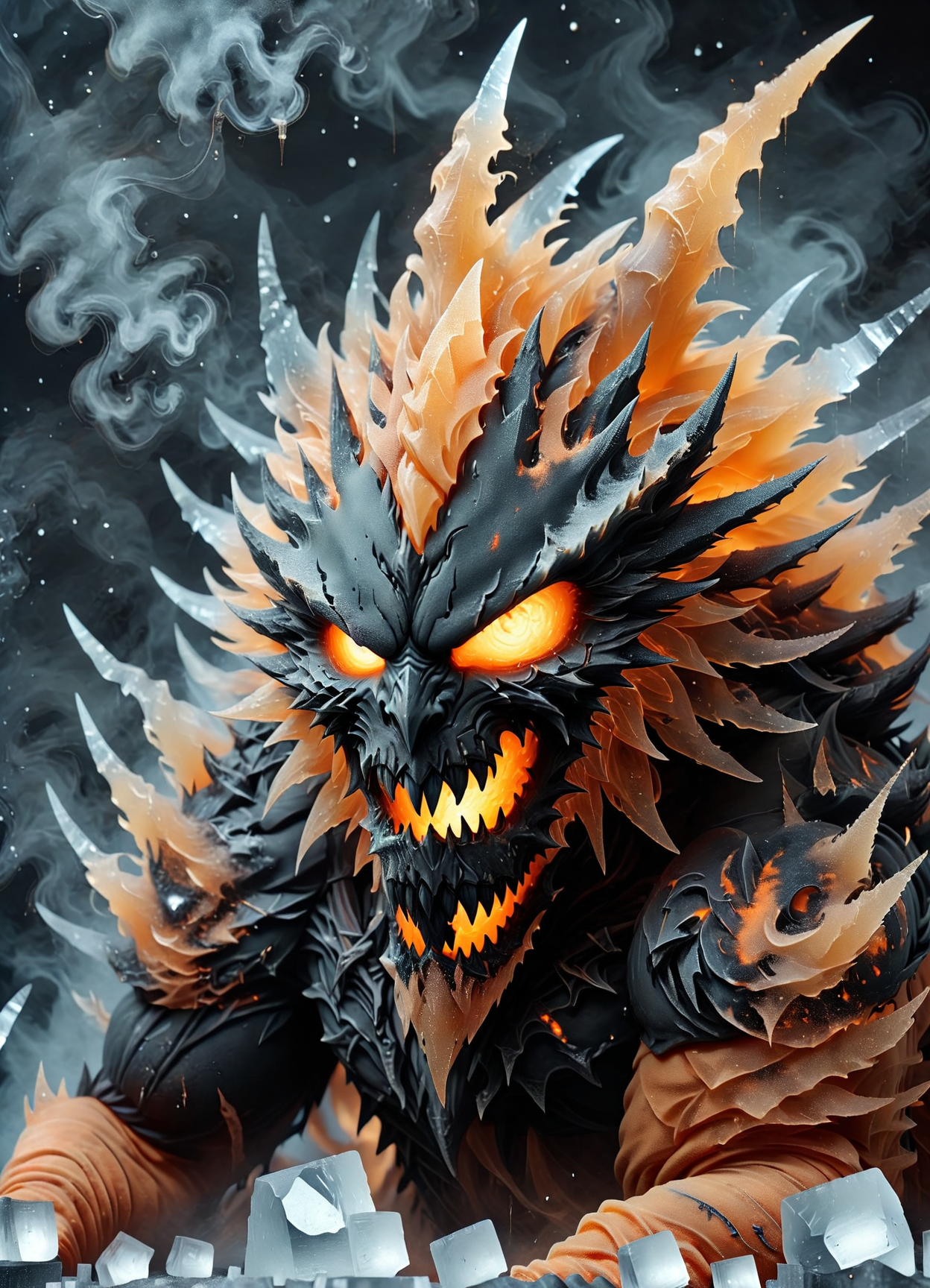 DonMGl00my1c3XL, black ice dark orange tempest dust onyx <lora:DonMGl00my1c3XL:1>
