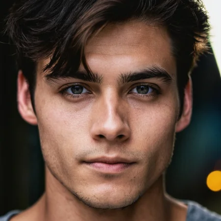 dark shot, front shot, closeup photo of a 25 y.o man, perfect eyes, natural skin, skin moles, looks at viewer, cinematic shot