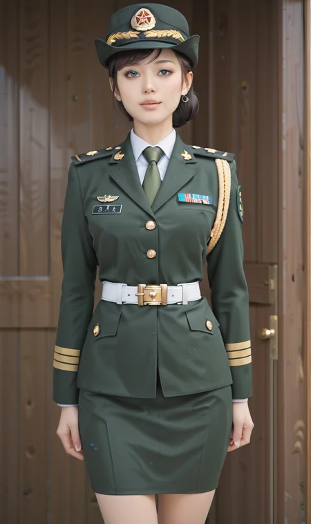 cinematic film still cinematic photo breathtaking score_9,score_8_up,score_7_up,BREAK, 8k, masterpiece,
1girl, hot girl, sexy girl, Expressive_H,
1girl, korean idol, solo,
PLAuniform , military, military uniform, skirt, hat, necktie, green uniform, Independent skirt,
<lora:ç¢§èæ¢¦å¹» PSXL å°é©¬é£æ ¼:0.5>, <lora:Vixon's Pony Styles漫ç»ä¼å:0.6>, <lora:é»è²å¥³äººï¼ç®è¤ï¼:0.8>, , <lora:ææ_Expressive_H-000001:0.4>, <lora:PLAuniformXL-cute:0.7>
