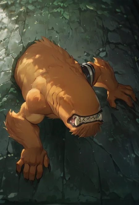 <lora:wildmutt-07:1> wildmutt, solo, no humans, claws, sharp teeth, no eyes, no ears, <lora:WSSKX_WAI:1>,  climbing wall,, masterpiece, best quality, amazing quality, very aesthetic, absurdres, newest,
