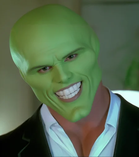 an extremely sexy muscular bald handsome attractive man with a sexy (((green head))), a sexy green model face, a sexy strong jawline, sexy wide shoulders, sexy handsome detailed bright eyes and huge beautiful white teeth in a room a night, highly detailed, best quality <lora:1990's The Mask 1994 style xl v1:1.5> 1990's
solo, looking at viewer, smile, grin, high budget,  cinemascope, moody, epic, gorgeous