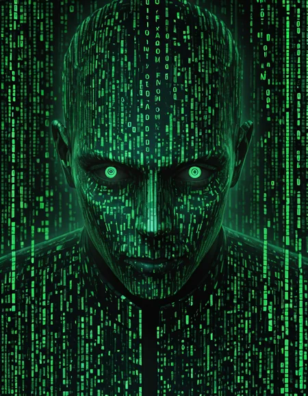 detailed, mmatrix-style, silhouette, code, text focus, glitch, digital dissolve, 1boy