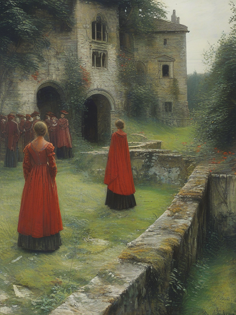 masterpiece,best quality,<lora:tbh104-sdxl:1>,outdoor,landscape,style of Edwin Austin Abbey,illustration,