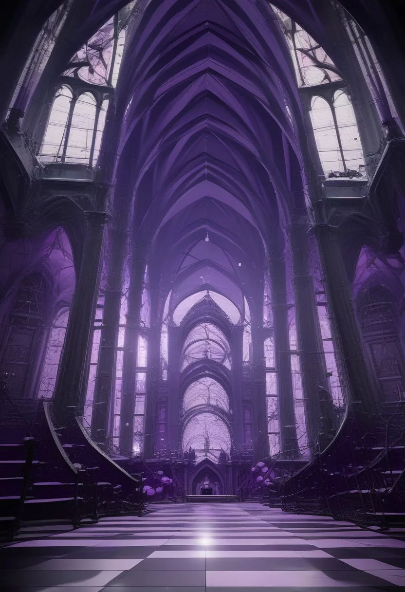 score_9, score_8_up, score_8,
BREAK,
zzDarkAcademia, no humans, window, reflection, architecture, checkered floor, purple theme, pillar, stained glass, church, arch, reflective floor, chandelier, column,
BREAK,
subsurface scattering, soft lighting, contemplative expression, dark background, subtle makeup, high-resolution, detailed texture, emotional depth, dramatic mood, side profile, serene atmosphere, cinematic lighting. perfectly round breasts, big breasts, firm breasts, SkinHairDetail, eye contact