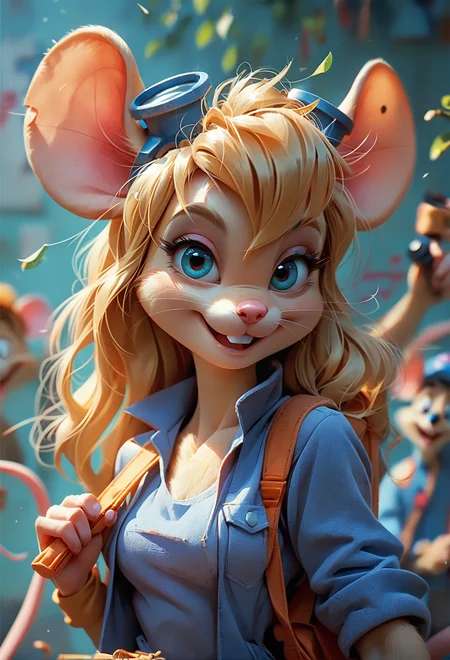 score_9, score_8_up, score_7_up, score_6_up, score_5_up, score_4_up, anthro mouse gadget hackwrench, blonde hair