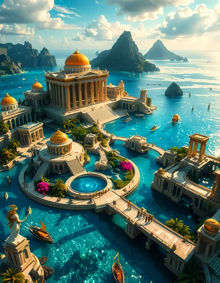 A breathtaking view of the lost city of Atlantis, submerged beneath crystal-clear ocean waters. The city showcases a magnificent blend of ancient Greek and futuristic architecture, with towering marble temples, golden domes, and intricate carvings glowing under the soft bioluminescent light of coral reefs. Majestic pillars and archways, partially covered in coral and algae, rise from the ocean floor, creating an atmosphere of mystery and forgotten grandeur. The sunlight filters through the water, casting shimmering patterns on the grand stone pathways and illuminating massive statues of gods and mythical beings, eroded by time. The scene is peaceful and awe-inspiring, with an ethereal blue glow enhancing the dreamlike, almost magical quality of this underwater utopia. No marine creatures or human presence disrupt the timeless serenity of this lost civilization.
 <lora:atl4nt1s:1>,atl4nt1s,<lora:SDXLFaeTastic2400:0.4> <lora:extremely_detailed:0.4> extremely detailed, Masterpiece,best quality,hi res,8k,hi res,8k,award winning,(sharp focus, intricate, highly detailed),