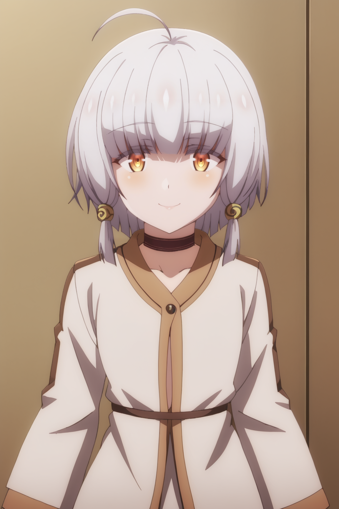 score_9, score_8_up, score_7_up, source anime, prefect lighting, very aesthetic, BREAK, anime coloring, anime screencap,
<lora:arcana_maou_gakuin_v3.1-pdv6:1>, 1girl, arcana \(maou gakuin\), maou gakuin no futekigousha, yellow eyes, grey hair, short hair, 
arcout2, choker, low-tied sidelocks, short over long sleeves, robe, ahoge,
BREAK, looking at viewer, light smile,
BREAK,