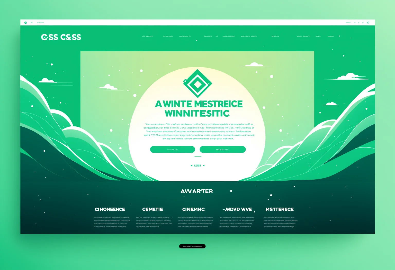 UI-UX Style, a website layout, Anime website, single page, vector art, green gradient theme, responsive, bootstrap and CSS compatible, extremely well designed, award winning, cinematic advertising, masterpiece, best quality, <lora:UiUX-SDXL:0.5>