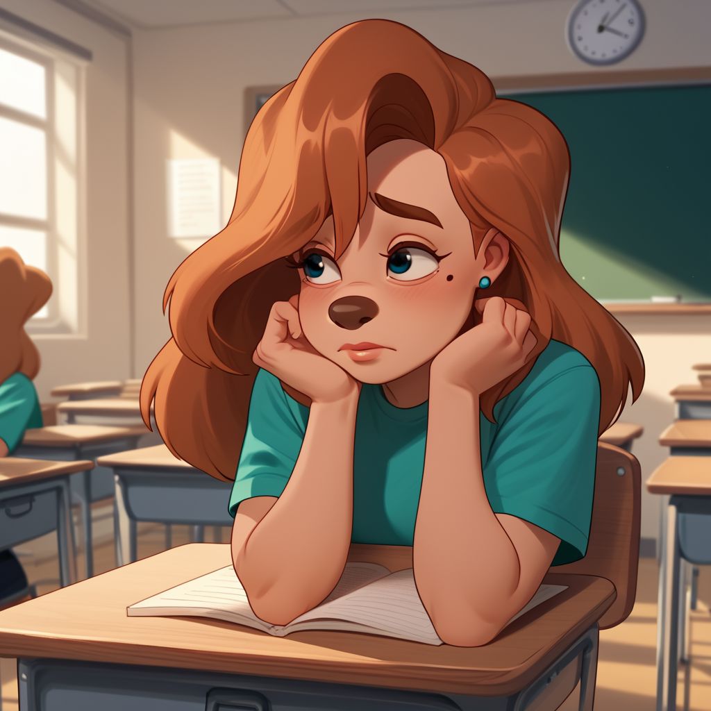 score_9, score_8_up, score_7_up, score_6_up, score_5_up, score_4_up, rating_safe, 1girl, Rox, mole, furry, in a classroom, shy,
