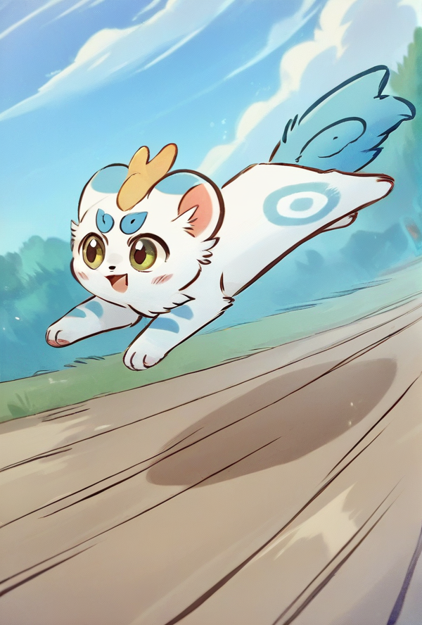 score_9, score_8_up, score_7_up, rating_safe, source_furry, cute, feral, <lora:Tianlu_Fabulous_Beasts_Pony:0.9> tianlu_f4bulousb3asts, pixiu, running, outdoors