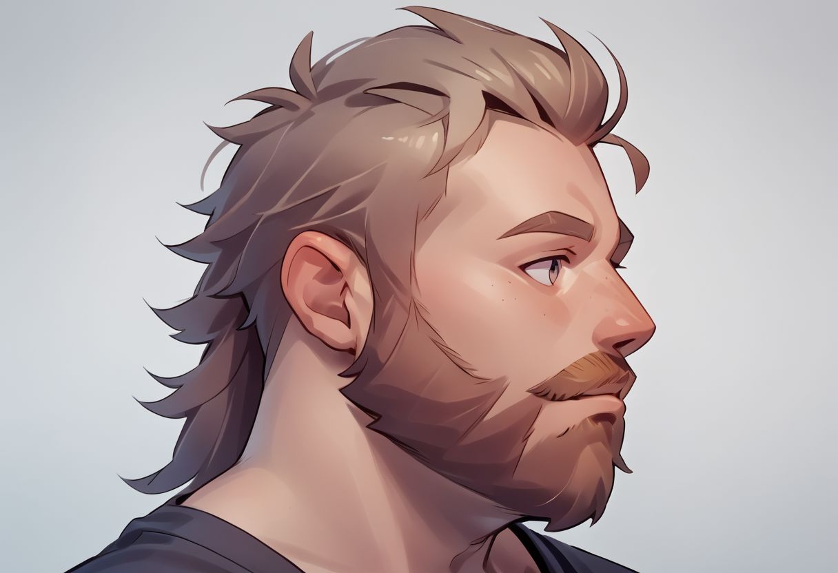 (score_9, score_8_up:1.1), score_7_up, score_6_up, score_5_up, score_4_up, source_ cartoon, gay, 1boy, solo, sexy, rugged, (beard:1.9), [muscular|(musclegut:1.3)], , [massive|(stocky:1.3)], front profile, portrait, (twakastyle:1.5), (mullet:1.5)