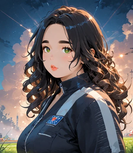 PonyScores7, source_anime, ah1, IllustriousQual, <lora:natsumi_style:0.5>, <lora:by_usakun-pony:0.4>, by usakun, <lora:Akina_Bbw_Style_-_PonyXL:0.2>, AkinBw,
BREAK (sci-Fi Inspired fashion style, draws inspiration from science fiction movies, and futurism, features futuristic silhouettes,  and avant-garde designs, promotes imagination and innovation in fashion, explores concepts of technology),
BREAK 1girl, mature female, (round face), (thick eyebrows), (curvy), round-chin, caucasian, (plump face), <lora:Round_face:0.2>, <lora:ETO_OC_Illustrius:0.5>, eto_oc, skindentation, (plump), thick thighs, wide hips, busty, voluptuous, lips, <lora:venus body PonyXL:0.3>, <lora:shinyskin2:0.2>, glistening skin,
BREAK  (curly hair), long hair, (black hair), (parted hair), messy hair, kinky curls, <lora:hairdetailpxl:0.2>, hairdetailpxl,
BREAK (half green and brown eyes), (colorful eyes), (multicolored eyes), (downturned eyes:1.4), <lora:expressive eyes:0.2>, expressive eyes, <lora:eyedetailpxl:0.2>, eyedetailpxl, <lora:Eyes_High_Definition:0.2>, EyesHD,
BREAK ((steaming body)), <lora:Expressive_H:0.2>, Expressiveh, <lora:Emotional_Anime_Expressions_PonyXL_Concept:0.2>, emotional, <lora:Best_Facial_Expression_LoRA_PONY:0.2>, looking at viewer, <lora:Detailed expressive EXEV style -XL Pony V1.0:0.2>, FaceDetail,
BREAK ((siting on SUV, racing stripes, spoked rims, fog lights, ambient lighting, custom exhaust, supercharger)),
BREAK red violet soft lavender long-sleeve top with high-waisted black jeans and combat boots,
BREAK (((Ethereal Floating Islands in the Sky))),
BREAK <lora:xl_more_art-full_v1:0.2>, <lora:aesthetic_anime_v1s:0.2>, <lora:EpicF4nta5yXL:0.2>, <lora:detailxl:0.2>, detailxl, <lora:Fant5yP0ny:0.2>, best quality, amazing quality, best aesthetic, absurdres, illustration, Volumetric_Lighting, ultra-detailed, very aesthetic, intricate details, 8k, masterpiece, best_quality
BREAK Stable_Yogis_PDXL_Positives, AS-Adult, <lora:Complicated fantasy portrait - XL Pony V2.0:0.2>, bad-hands-5, <lora:HDA_Detailer:0.3>, HDA_FatGirlXL,