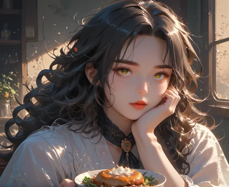 PonyScores7, source_anime, ah1, IllustriousQual, <lora:natsumi_style:0.5>, <lora:by_usakun-pony:0.4> by usakun, <lora:Akina_Bbw_Style_-_PonyXL:0.2> AkinBw
BREAK (zoom_out:1.8), (coastal Grandmother fashion style, inspired by a relaxed coastal lifestyle, is characterized by lightweight fabrics, classic cuts, and a neutral color palette, exuding timeless elegance)
BREAK 1girl, mature female, (round face:1.2), (thick eyebrows:1.3), (curvy), round-chin, caucasian, (plump face), <lora:Round_face:0.2>, <lora:ETO_OCPonyXL:0.3> eto_oc, skindentation, (plump), thick thighs, wide hips, busty, voluptuous, lips, <lora:venus body PonyXL:0.3>, <lora:shinyskin2:0.2> glistening skin
BREAK  (((curly hair), long hair, (black hair:1.4), (parted hair:1.7), messy hair, kinky curls, <lora:hairdetailpxl:0.2> hairdetailpxl))
BREAK ((half green and brown eyes), (colorful eyes), (multicolored eyes), (downturned eyes:1.4), <lora:expressive eyes:0.2> expressive eyes, <lora:eyedetailpxl:0.2> eyedetailpxl, <lora:Eyes_High_Definition:0.2> EyesHD)
BREAK ((Devastated,  <lora:Expressive_H:0.2> Expressiveh, <lora:Emotional_Anime_Expressions_PonyXL_Concept:0.2> emotional, <lora:Best_Facial_Expression_LoRA_PONY:0.2>, looking at viewer, <lora:Detailed expressive EXEV style -XL Pony V1.0:0.2> FaceDetail))
BREAK ((eating dinner))
BREAK beige, Ivory Romantic tiered lace and tulle gown
BREAK (((Cursed, moonlit bridge)))
BREAK <lora:xl_more_art-full_v1:0.2>, <lora:aesthetic_anime_v1s:0.2>, <lora:EpicF4nta5yXL:0.2>, <lora:detailxl:0.2> detailxl, <lora:Fant5yP0ny:0.2>, best quality, amazing quality, best aesthetic, absurdres, illustration, Volumetric_Lighting, ultra-detailed, very aesthetic, intricate details, 8k, masterpiece, best_quality
BREAK Stable_Yogis_PDXL_Positives, AS-Adult, <lora:Complicated fantasy portrait - XL Pony V2.0:0.2>, bad-hands-5, <lora:HDA_Detailer:0.3>, HDA_FatGirlXL
