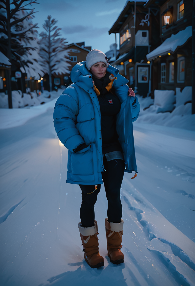 score_9, score_8_up, score_8_up, 1girl, outdoors in antarctica, a girl posing in the snow, wearing black puffy down jacket, snow pants, snow boots, bundled up in winter clothing, looking at camera, covered in snow and ice, open coat, thick thighs, large breasts, pure white snow, godrays, steel walls, negative_hand, shivering, shaking, trembling <lora:Expressive_H:0.45> <lora:Granblue_Fantasy_Style_XLv4:0.20> <lora:Fjallraven_Expedition_-_Pony:1> <lora:Anime Summer Night Style SDXL_LoRA_Pony Diffusion V6 XL:0.65>