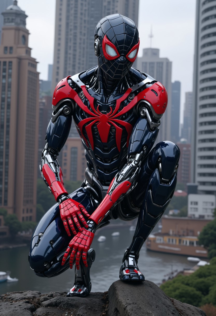 a robotic spiderman