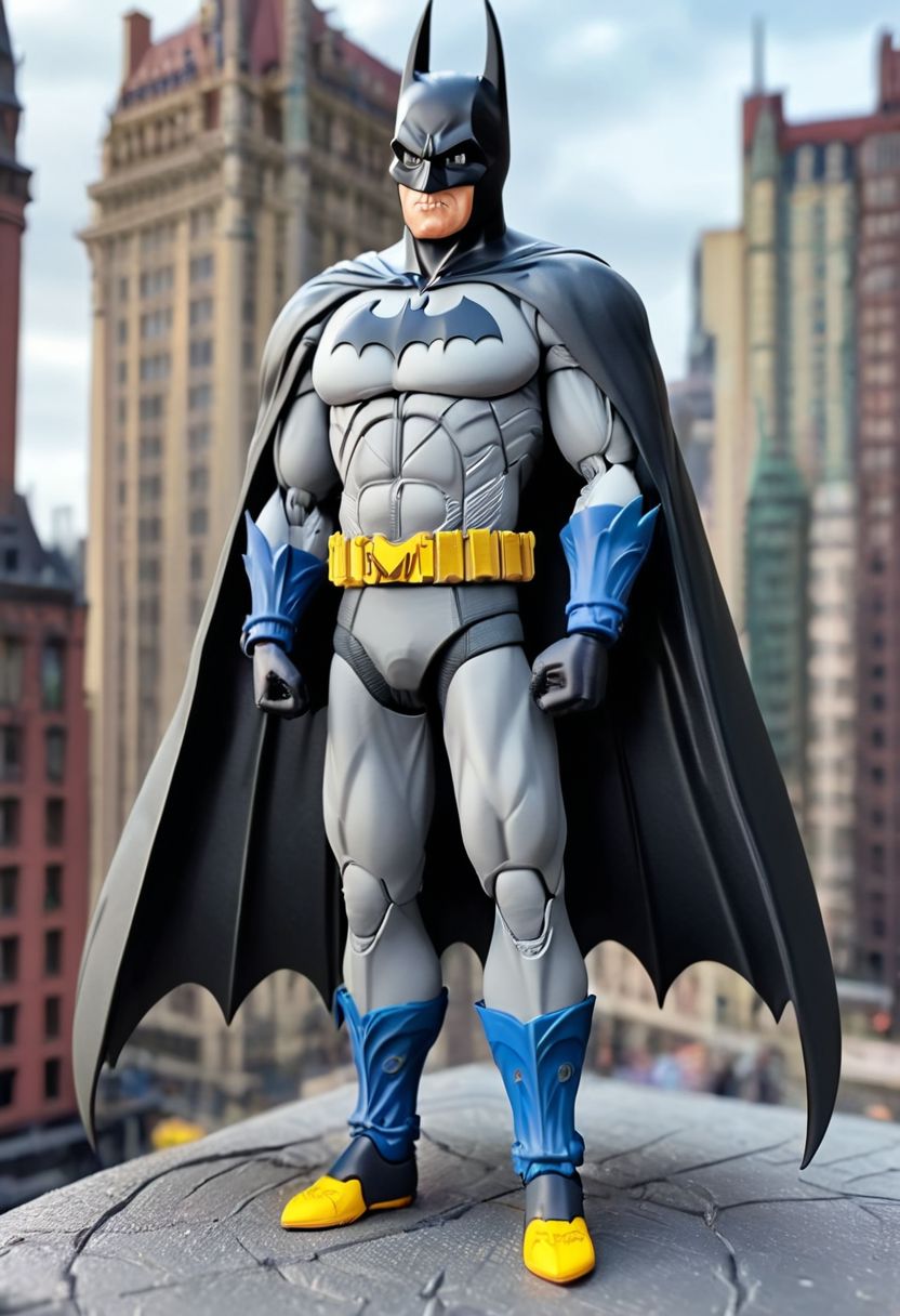 (OverallDetail:1.4)(Articulated:1.6), realism, (1figure articulated of Batman in Gotham 
:1.7), (in gotic city style films Tim Burton background:1.0),    toy, cute, epic world, vivid colors, detailed,BRAKE
 (Bodysuit and Face of Batman:1.5), detailed face, hiperrealistic, 8k,35mm, realistic, detailed background