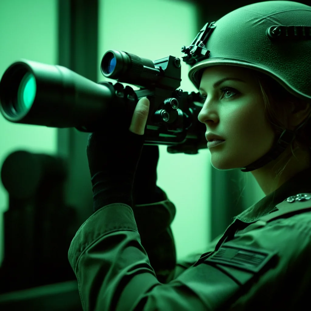 cinematic film still of <lora:add-detail-xl:0.1>1
<lora:detailed:0.2>
<lora:perfection style:0.2>
<lora:eyetune:0.5>
<lora:xl_more_art-full_v1:0.3>
<lora:Ron Fricke style:0.3>
 <lora:Unreal Engine style:0.1>
<lora:TeethXL:1>
 <lora:Chiaroscuro Lighting Style:0.3>
 <lora:night vision style:1>
Night vision a man in a military helmet looking through a telescope,1girl,solo,monochrome,weapon,gun,profile,close-up,dark,green theme , tactical military movie themed, sharp, detailed, epic cinematic photography, artistic, dramatic light, cinematic style, film style, night vision style, military goggles on, closeup, shallow depth of field, vignette, highly detailed, high budget, bokeh, cinemascope, moody, epic, gorgeous, film grain, grainy