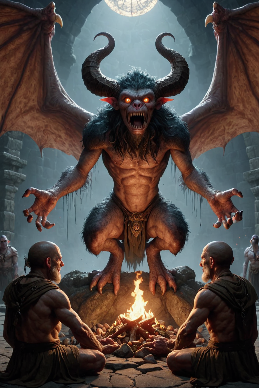 ultra realistic 8k cg, masterpiece, professional artwork, cinematic lighting,  painting of a (Homunculus) summoning monsters <lora:Fantasy_Monsters_XL:1>