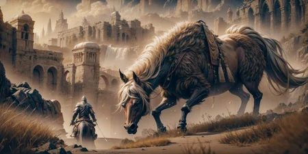 <lora:Shadowland V1.0:0.8>,Beautiful outdoor,outdoors,1boy,solo,white hair,helm,from behind,zoom layer,facing away,armor,horse,horseback riding,holding weapon,holding sword,weapon,sword,standing,
night,monster,water,1other,, edge quality, perspective silhouette, 8k, best quality, masterpiece, extremely detailed, rule of thirds, photorealistic, superb, HDR, high resolution, sharp focus, photorealistic rendering, extremely detailed description, professional, gorgeous and intricate detail,