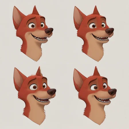sharp lines:1.5, (best quality), (tail:1.3), Disney, Pixar, Zootopia, concept art, correct eyes, correct eyes, detailed eyes, hairstyles, detailed muzzle, detailed mouth, detailed fur, five fingers, proper hands, detailed character, high quality, 5 fingers, sharp lines, solo, (Kelpie dog:1.5), Kelpie, black collar, ((red fur)), male, (canid)), five fingers, four toes, tail, ((kelpie)), Tail, brown eyes, Pup, male, canine, kelpie, brown eyes, red fur, teen, smaller body, cute, happy, excited, pointy ears, black collar, 2d, sketched, water color, plain background, Pixar, Disney, perfect eyes, perfect sketch, black tshirt, concept art, detailed, solo, solofocus, 1boy, perfect proportions, accurate proportions, conceptart,multiple views,white background,simple background