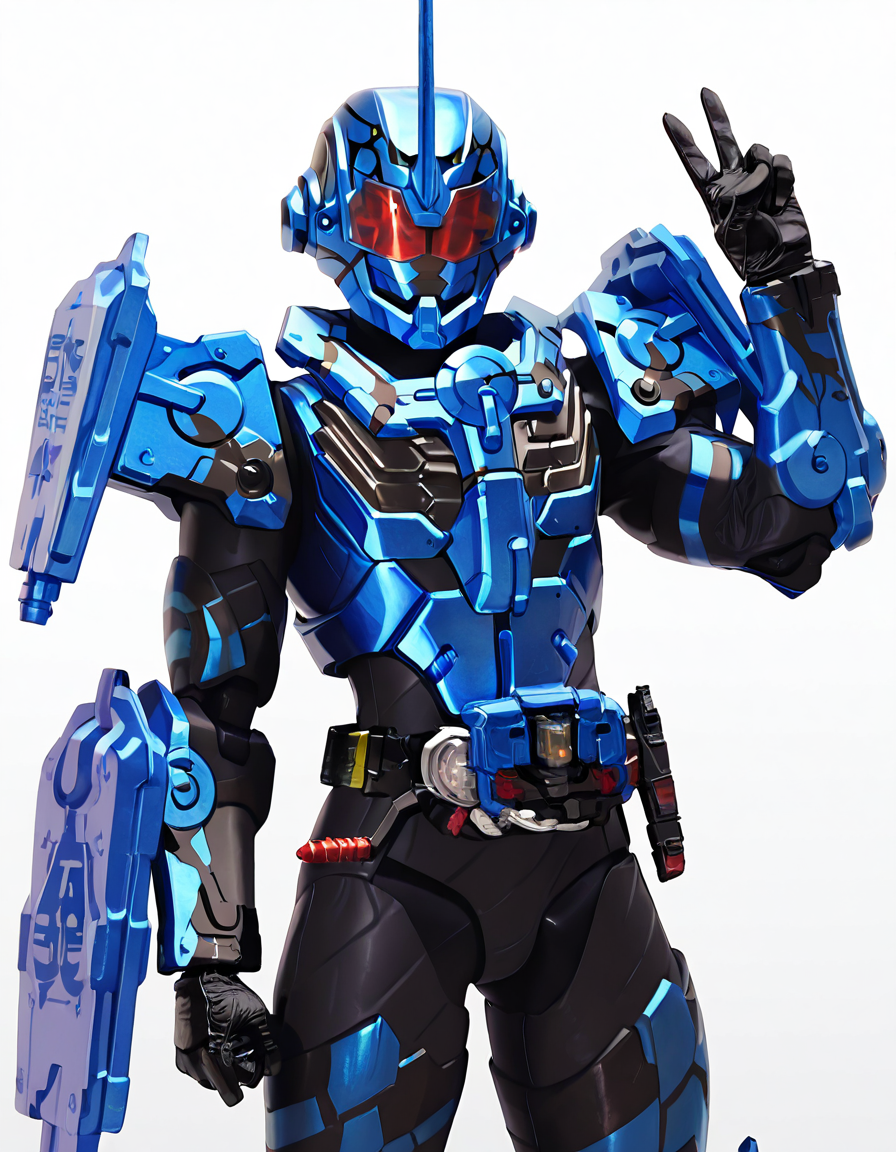 zigou masterpiece, best quality, amazing quality, very aesthetic, absurdres, selfie of KRGREASBLIZZ, looking at viewer, robot, solo, GRSBLIZ helmet, GRSBLIZ armor, GRSBLIZ bodysuit, GRSBLIZ belt, GRSBLIZ holster, GRSBLIZ gloves, peace sign, white background zigou <lora:zigouILL:1> <lora:Kamen_Rider_Build_-_Masked_Rider_Build_ä»®é¢ã©ã¤ãã¼ãã«ã_16_in_1_v2:1>