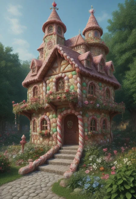4k, score_9, score_8_up, score_7_up, hyper detailed, masterpiece, best quality, best quality, ultra detailed, ((detailed eyes)), zPDXL3, a candy house, candy house, candy village, CHRC4ND7