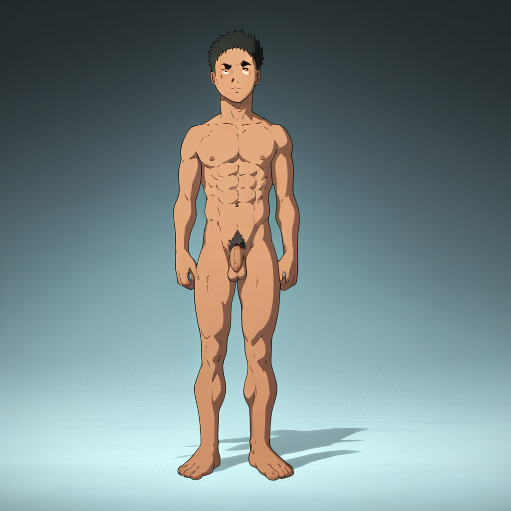 Marcos, 1boy, male focus, solo, short hair, black hair, brown eyes, pubic hair, completely nude, abs, penis, balls, standing,  score_9, score_8_up, score_7_up, score_6_up <lora:vinceteaa_020_04v2-step00000400r:1> good face, good eyes, looking at viewer, full body, standing,