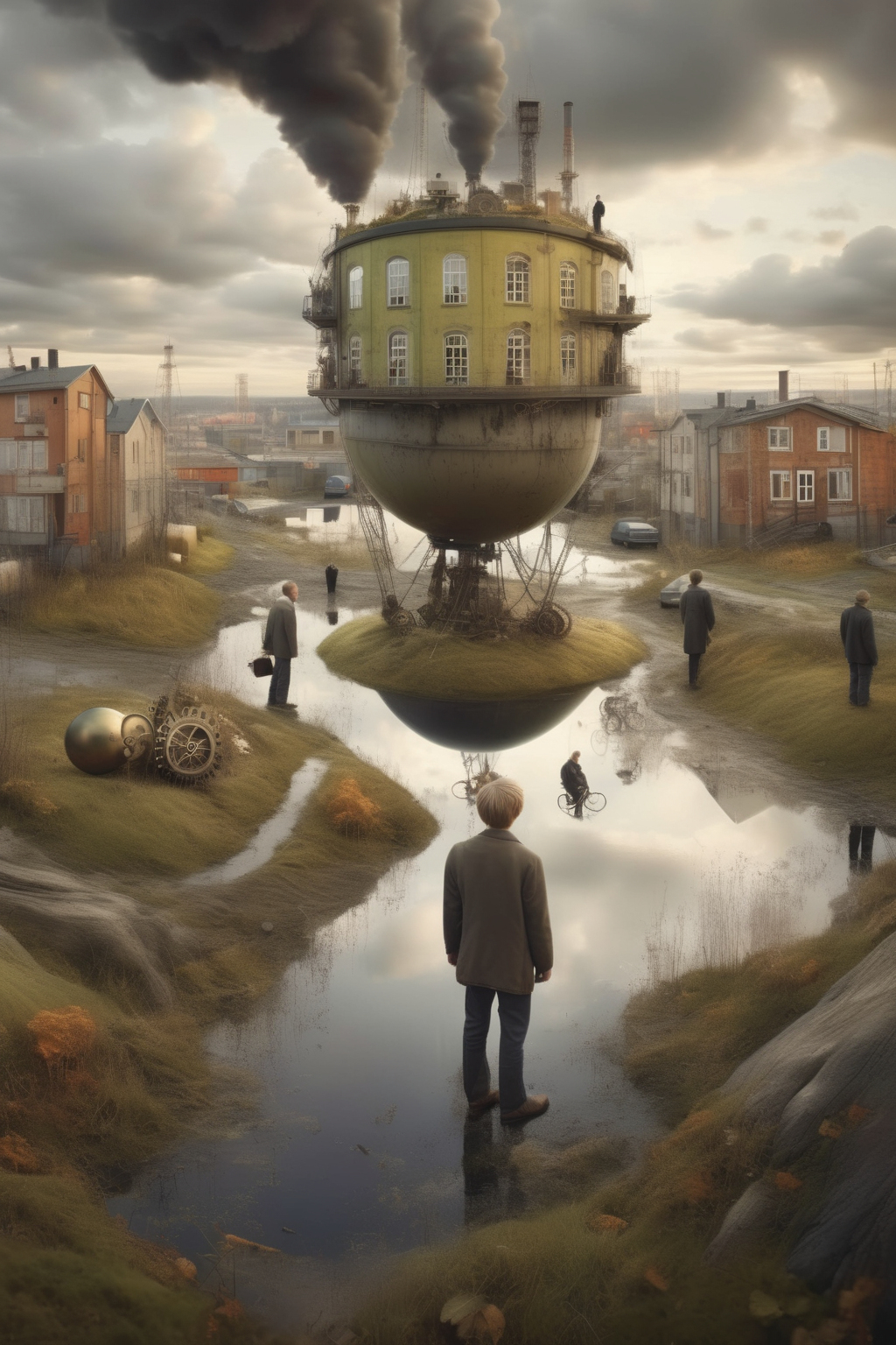 <lora:Erik Johansson Style:1>Erik Johansson Style - In the style of renowned surrealist photographer Erik Johansson, this ultra-realistic, dreamlike photograph paints an emotive story. A [Giant clockwork] hovers mystically, merging with the familiar contours of a [Bustling city]. This extraordinary clash of realms is set within a [Dreamy twilight], tinged with the ethereal hues of a [Vibrant] color palette. The scene is charged with a palpable [hope], pulling viewers into an introspective journey where imagination and reality seamlessly blend. This dreamscape vision, captured in mesmerizing 8k detail, beckons to the boundless limits of the mind