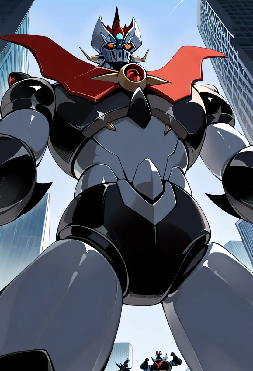 score_9, score_8_up, score_7_up, score_6_up, score_5_up, score_4_up, 4k quality, detailed, (mazinkaiser, super robot, mecha) best quality, masterpiece, on top of skyscraper, (from below:1.4)