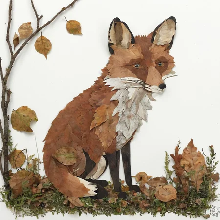 <lora:SDXL_fall_leaf_craft_Sa_May:1> fall leaf craft, a fox