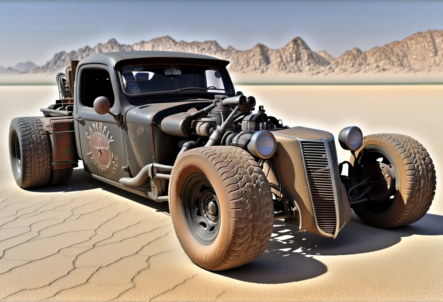 rat_rod, desert, sandstorm, hyper detailed, highly intricate, ,,