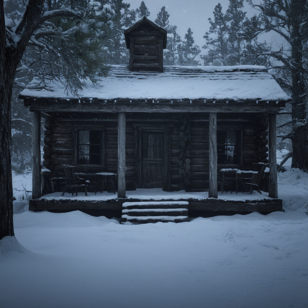 cinematic film still of cinematic film still of  <lora:Red Dead Redemption style:1>
a cabin in the snow with a tree in the foreground,monochrome,outdoors,day,blurry,tree,no humans,depth of field,building,scenery,snow,snowing,house,winter , epic, Western, adventures, outlaw, Red Dead, Western United States, wild west, cowboy, cowgirl, Open world, 1900's, realistic, cinematic, film look, dramatic light, partially covered in shadows, gang, Western-themed action-adventure, Red Dead Redemption style, shallow depth of field, vignette, highly detailed, high budget, bokeh, cinemascope, moody, epic, gorgeous, film grain, grainy