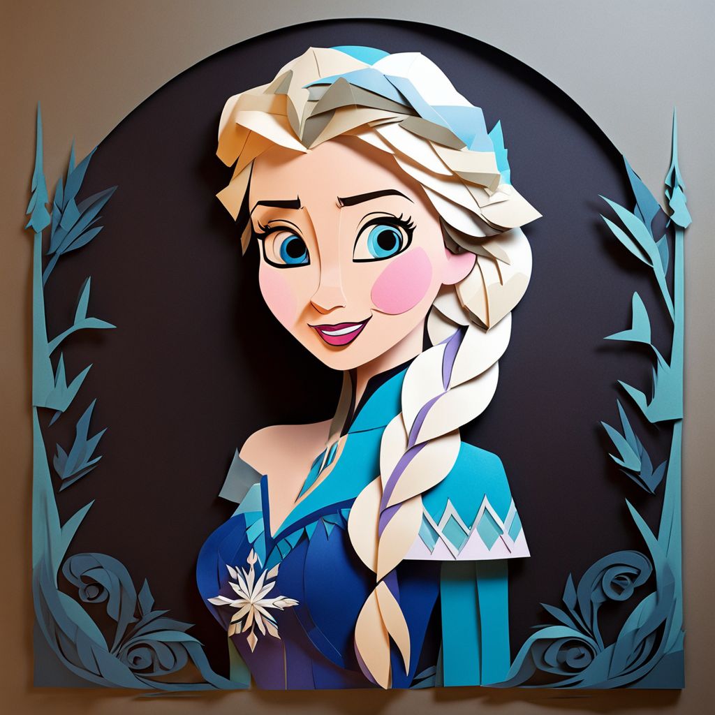 Elsa from frozen, Disney style  PaperCutout style  <lora:sdxl-PaperCutouts-Dreambooh:1>, Very detailed, clean, high quality, sharp image