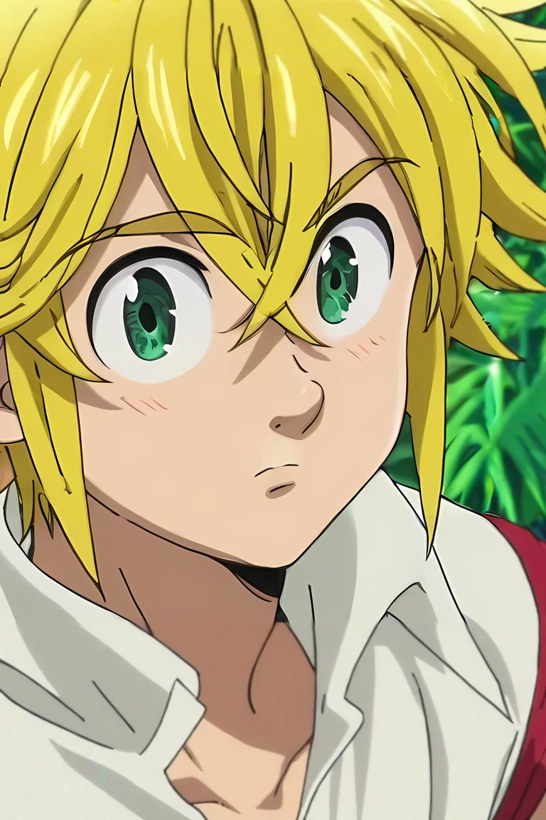 score_9, score_8_up, score_7_up, score_6_up, score_5_up, score_4_up, BREAK source_anime, anime screencap, , official style, , upper body, depth of field, 1boy, solo, male focus, <lora:meliodas_nanatsu_no_taizai_pony:0.82>, meliodas_nanatsu_no_taizai, blonde hair, green eyes, hair between eyes, , A tropical paradise where the sun shines brightly every day, , <lora:sdxl_lightning_8step_lora:1>
