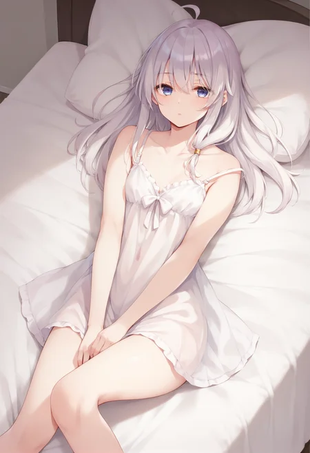 score_9, score_8_up, score_7_up, 1girl, solo,   elaina ,<lora:ElainaFinal-19:0.7>, <lora:add_detail:0.7>,  nightgown, on bed, thighs,  look at viewer, lying, small chest