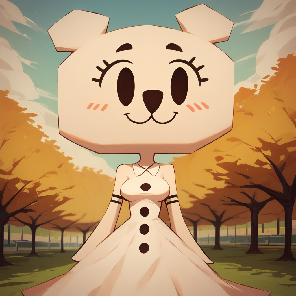 score_9, score_8_up, score_7_up,  <lora:teripony:1> teri, no humans, blush,  white skin,smile , white dress, breasts, park,