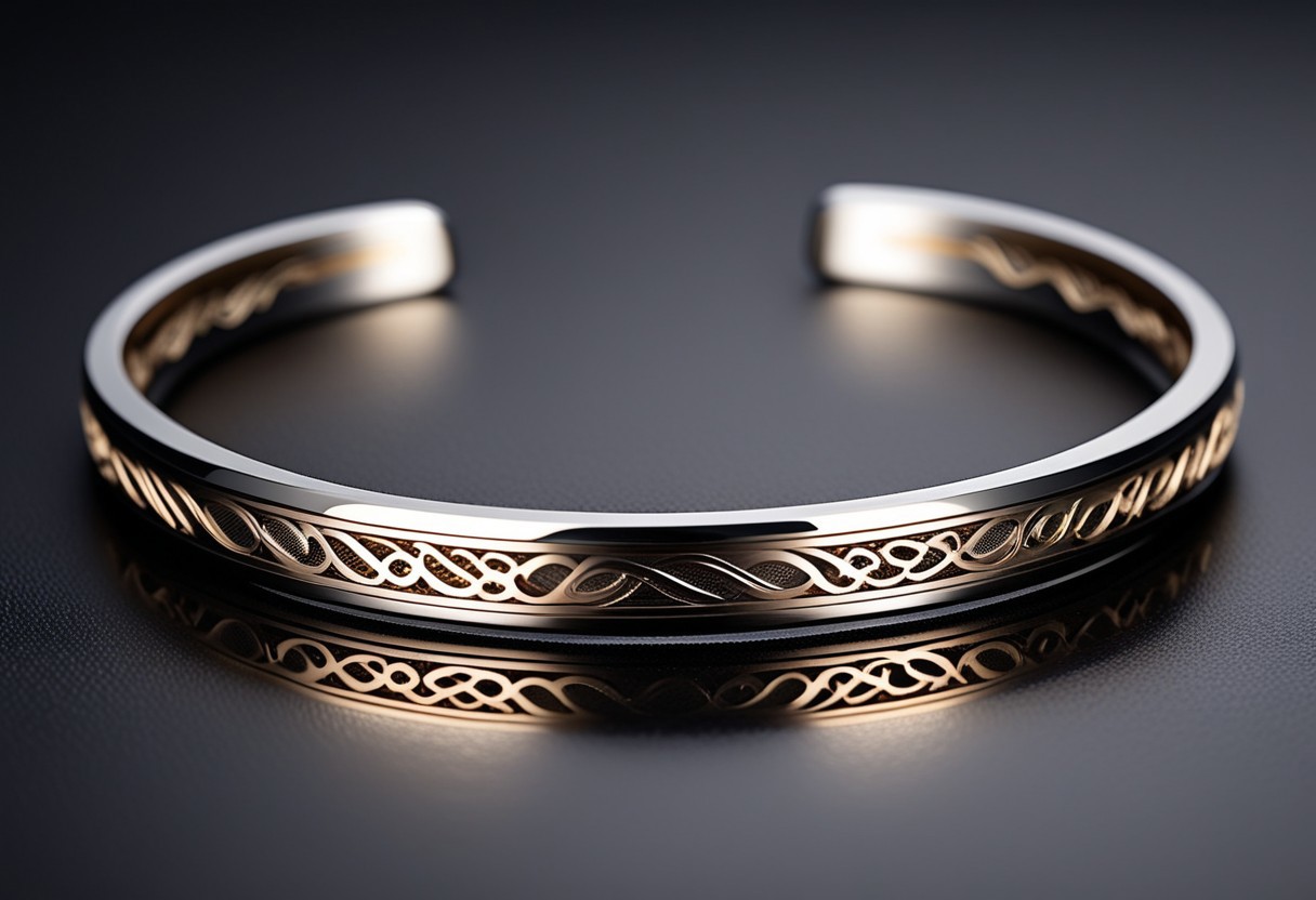 Jewelry photography, cartier style, highly detailed product photo, keyshot product render
BREAK
Beautiful photo of closed collar engraved with titanium filigree, laying on a table,
BRSAK
Black background