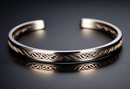 Jewelry photography, cartier style, highly detailed product photo, keyshot product render
BREAK
Beautiful photo of closed collar engraved with titanium filigree, laying on a table,
BRSAK
Black background