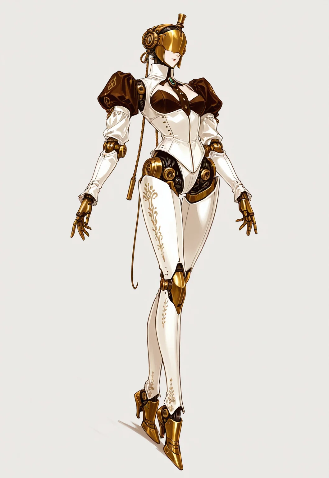 ww1era, victorianera, 18cera, alone, solo, portrait, full body, simple background, white background, no background, simple floor, full body, retro style, automaton, mechanical robot, steampunk style, basic body, basic face, blue steel paint, elegant pose, elegant posture
<lora:RavenScript :1>