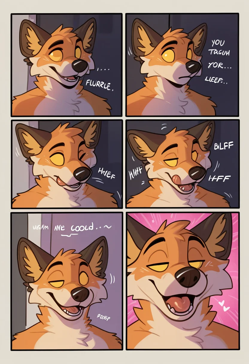 detailed backgroung,
by milkybot, adult, male focus, 1boy, fennix, fortnite, cute, tail, animal ears, one eye closed, furry, short hair, furry male, tongue, urban, comics, comic, english text,
flirty expression, seductive glance, sound effect,
<lora:Fennix_Fortnite_Illustrious:1>,
best quality, amazing quality, very aesthetic, absurdres, newest