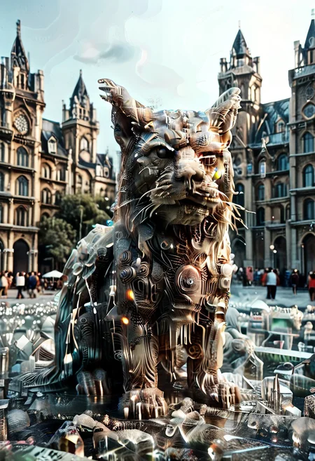 score_9, score_8_up, score_7_up, vibrant candy palette, baroque sci-fi, insane resolution, warped perspective, doll-like pupils, Crystal-winged gargoyle (feline smirk:1.2) in a Gothic Cathedral. It is raining with a moody atmosphere. Jutting out of the facade is a grotesque gargoyle with rain drops dripping from it's mouth, ultra detailed and intricate design of the grey masonry stonework, , hologram dust, surreal (steampunk:0.8) glow, glowinglora, shimmer, chibi, satire, biomech-cute, fractal lights, oil-spill mirrors, 1c3_w1n73r, detailerlora