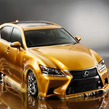 a Lexus GS fully covered in honey<lora:HoneyXL11:1>