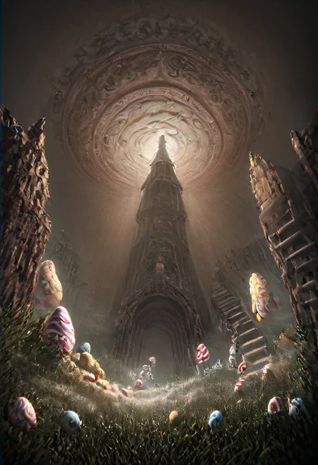 score_9, score_8_up, score_7_up,
crazystair, multidimensional stairs labyrinth, mdsl, indoors, stairs, upside down, walked humans, humans on strairs ,Dark Fantasy page ,evil villain ,darkness, fog, easter eggs, oppositestowers, grass, fog ,Candy Land ,castle ,ais-darkpartz ,dark