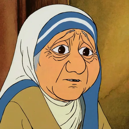 cartoon of Mother Teresa feeling Embarrassed ( in rankinbasshobbit style:1.2)
<lora:add-detail-xl:0.5> <lora:rankinbasshobbit_styleXL_v.10.2-000004:0.75>