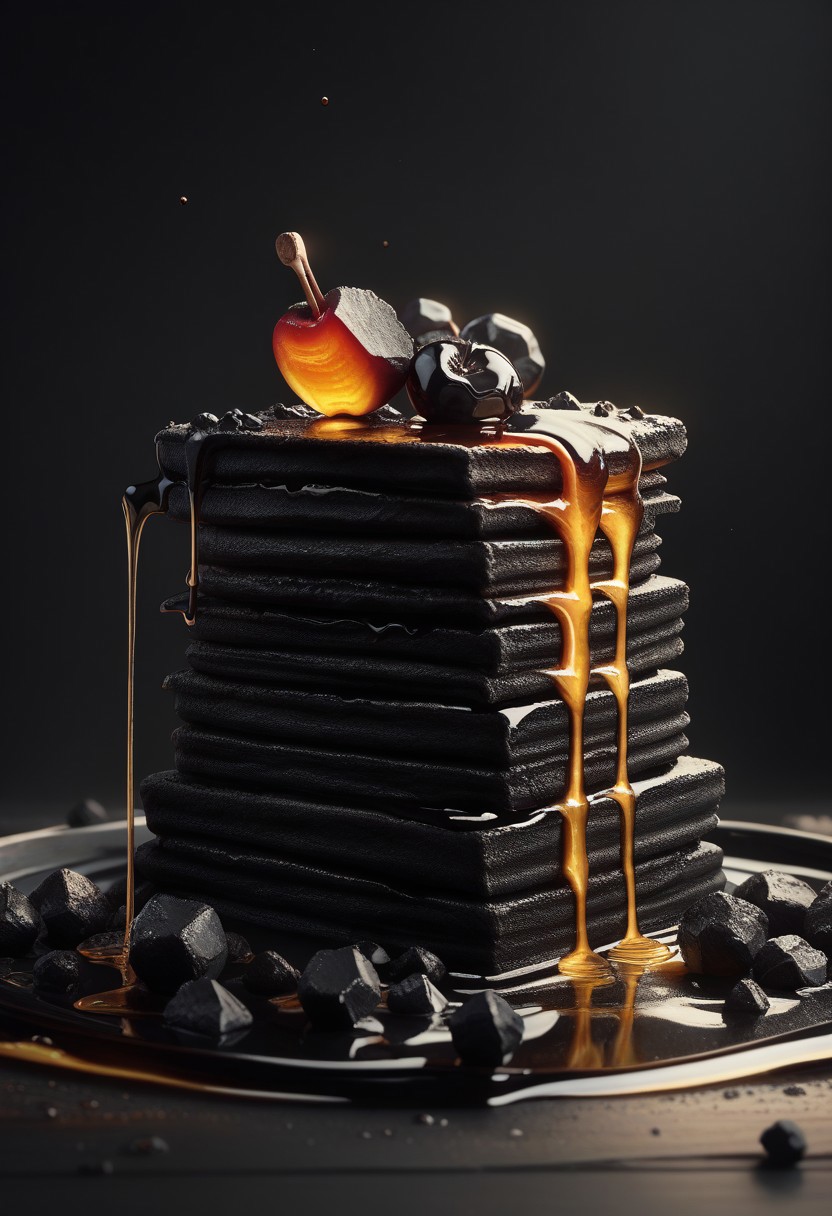 score_9_up, score_8_up, score_7_up, score_6_up, anthracite, coal, honeycomb, dripping, oil, glowing, cherries, pancakes,