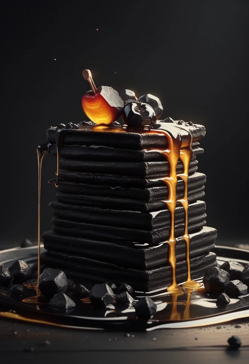 score_9_up, score_8_up, score_7_up, score_6_up, anthracite, coal, honeycomb, dripping, oil, glowing, cherries, pancakes,