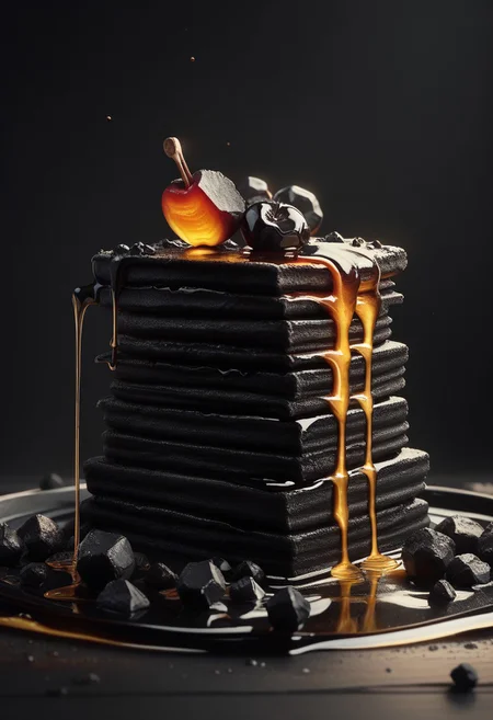 score_9_up, score_8_up, score_7_up, score_6_up, anthracite, coal, honeycomb, dripping, oil, glowing, cherries, pancakes,