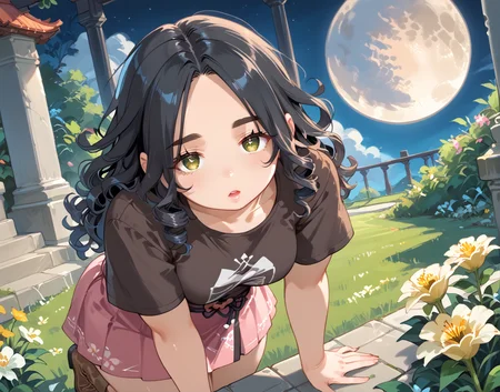 PonyScores7, source_anime, ah1, IllustriousQual, <lora:natsumi_style:0.5>, <lora:by_usakun-pony:0.4> by usakun, <lora:Akina_Bbw_Style_-_PonyXL:0.2> AkinBw
BREAK (zoom_out:1.8), (Eye-level angle, focus on waist)
BREAK 1girl, mature female, (round face:1.2), (thick eyebrows:1.3), (curvy), round-chin, caucasian, (plump face), <lora:Round_face:0.2>, <lora:ETO_OCPonyXL:0.3> eto_oc, skindentation, (plump), thick thighs, wide hips, busty, voluptuous, lips, <lora:venus body PonyXL:0.3>, <lora:shinyskin2:0.2> glistening skin
BREAK (((curly hair), long hair, (black hair:1.4), (parted hair:1.7), messy hair, kinky curls, <lora:hairdetailpxl:0.2> hairdetailpxl))
BREAK ((half green and brown eyes), (colorful eyes), (multicolored eyes), (downturned eyes:1.4), <lora:expressive eyes:0.2> expressive eyes, <lora:eyedetailpxl:0.2> eyedetailpxl, <lora:Eyes_High_Definition:0.2> EyesHD)
BREAK ((moaning, <lora:Expressive_H:0.2> Expressiveh, <lora:Emotional_Anime_Expressions_PonyXL_Concept:0.2> emotional, <lora:Best_Facial_Expression_LoRA_PONY:0.2>, looking at viewer, <lora:Detailed expressive EXEV style -XL Pony V1.0:0.2> FaceDetail))
BREAK ((A burst of golden light erupted from the man's hands, healing the wounds of her fallen comrade and restoring them to full health))
BREAK Bold Earthy and Pastel,Vibrant natural colors with pastel shades chic pastel pink skirt with a fitted black top and ankle boots
BREAK (((a moonlit garden, where the flowers glow under the silver light of the moon, the air is cool and filled with the scent of night-blooming blossoms)))
BREAK <lora:xl_more_art-full_v1:0.2>, <lora:aesthetic_anime_v1s:0.2>, <lora:EpicF4nta5yXL:0.2>, <lora:detailxl:0.2> detailxl, <lora:Fant5yP0ny:0.2>, best quality, amazing quality, best aesthetic, absurdres, illustration, Volumetric_Lighting, ultra-detailed, very aesthetic, intricate details, 8k, masterpiece, best_quality
BREAK Stable_Yogis_PDXL_Positives, AS-Adult, <lora:Complicated fantasy portrait - XL Pony V2.0:0.2>, bad-hands-5, <lora:HDA_Detailer:0.3>, HDA_FatGirlXL