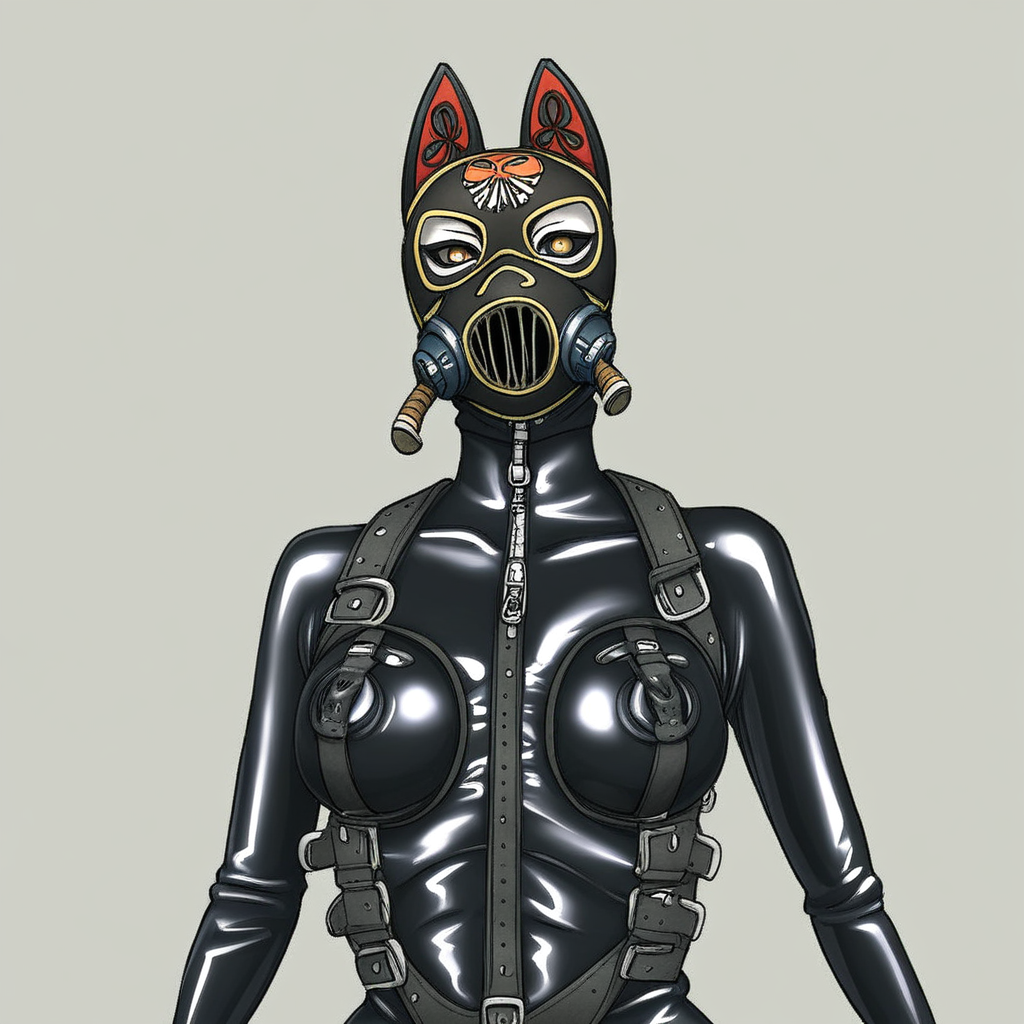 SCB, gimp mask, latex bodysuit