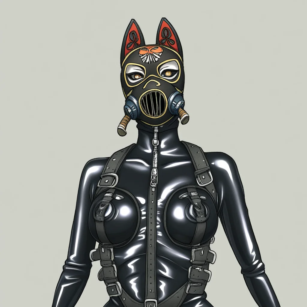 SCB, gimp mask, latex bodysuit